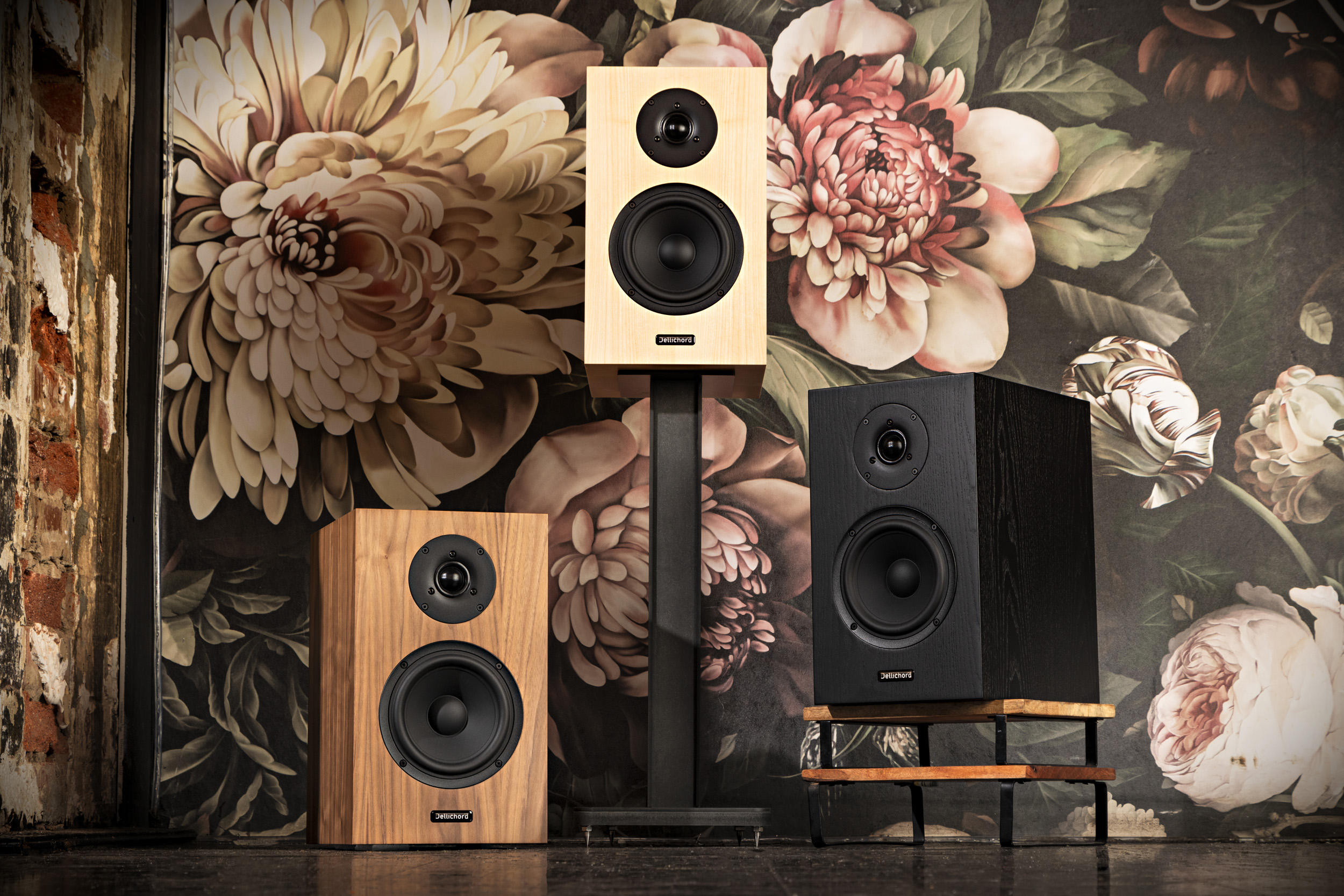 Dellichord FR6 aus made speakers family in maple black ash and walnut